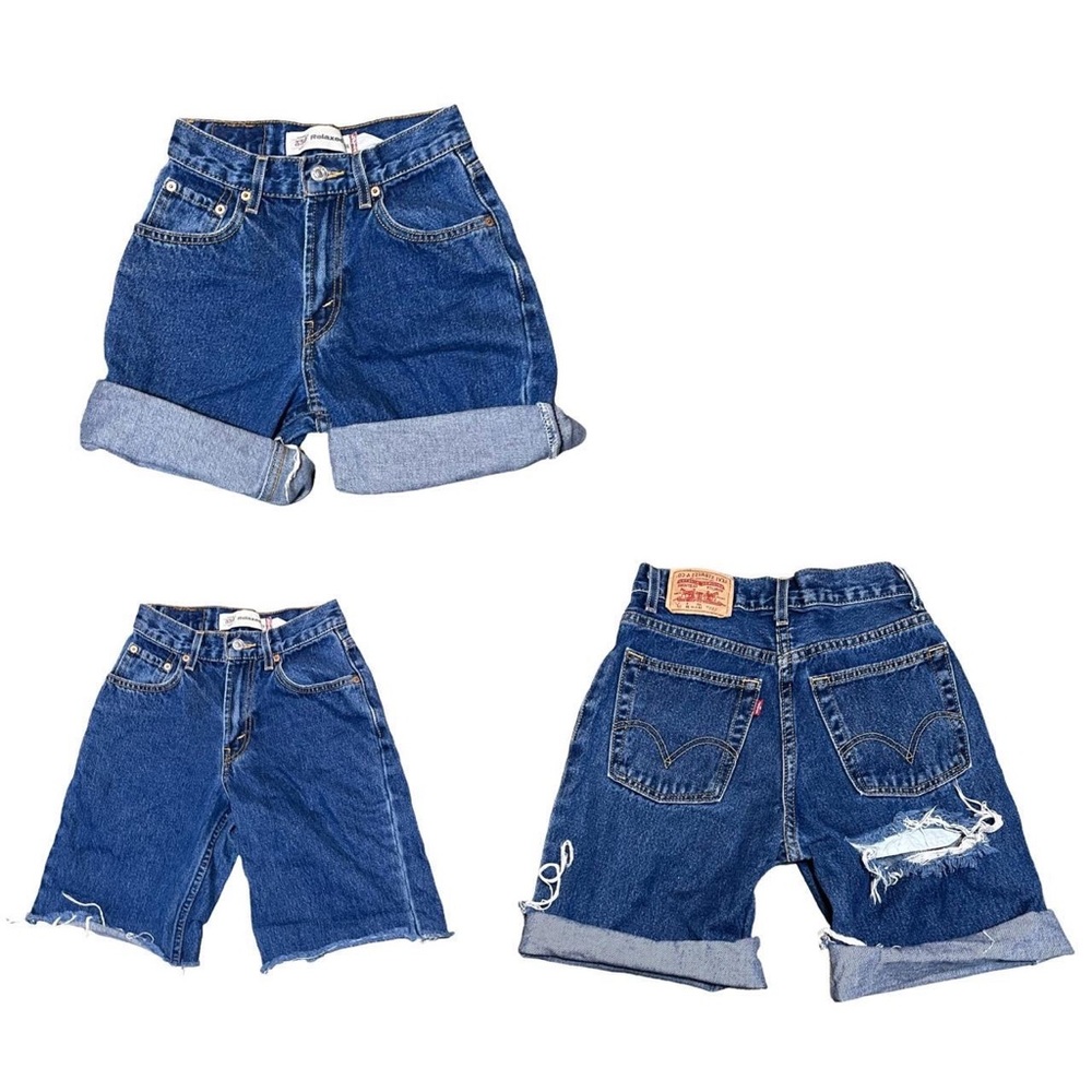 Vintage Y2K Levi’s Cut Offs Denim Shorts Medium Wash Distressed Rise 24